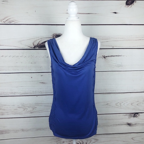 LOFT Purple Drape Lace Sleeveless Soft Blouse M - Picture 2 of 8